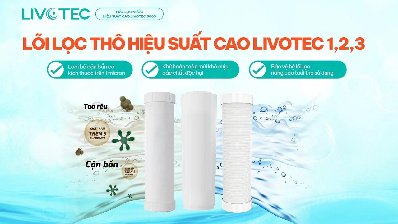 Bộ lõi lọc thô Livotec 1, 2, 3 của Livotec 606s