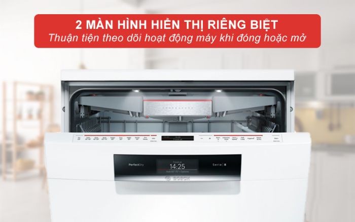 Hiển thị của máy rửa bát Bosch SMS88TW02Mv